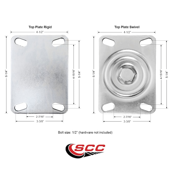 5 Inch Thermoplastic Caster Set with Ball Bearing 2 Swivel Lock and 2 Rigid SCC